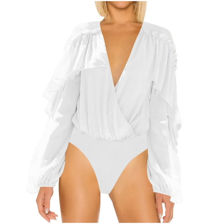 SHAPEX Long Sleeve Bodysuit for Women Tummy Control Thong