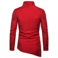 thumbnail image 1 of Penkiiy Long Sleeve Shirts for Men Men's Fashion Casual High Neck Winter Long Sleeve Irregular Long Sleeve Top Red Shirts, 1 of 3
