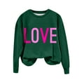 thumbnail image 1 of Penkiiy Love Heart Print Sweatshirts Women Long Sleeve Pullover Tops Casual Blouse 2XL Green, 1 of 5