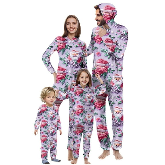 Penkiiy Matching Christmas Onesie Pajamas for Family, Hooded One Piece Vacation PJs, Cute Printed Holiday Loungewear S Multicolor
