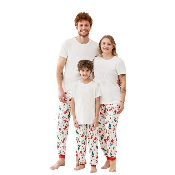 Penkiiy Matching Christmas Pajamas For Family Xmas Holiday Pjs Elf Plaid Sleepwear Outfit Sets For Women/Men/Couples/Adult L White