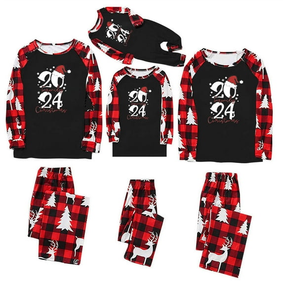 Penkiiy Matching Christmas Pajamas For Family Xmas Holiday Pjs Elf Plaid Sleepwear Outfit Sets For Women/Men/Couples/Adult M Black