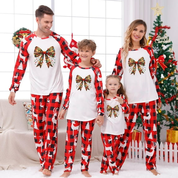 Penkiiy Matching Christmas Pajamas For Family Xmas Holiday Pjs Elf Plaid Sleepwear Outfit Sets For Women/Men/Couples/Adult S Red