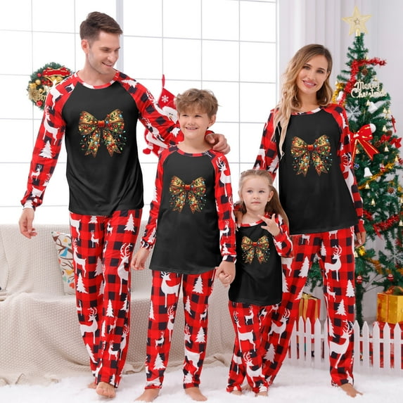 Penkiiy Matching Christmas Pajamas For Family Xmas Holiday Pjs Elf Plaid Sleepwear Outfit Sets For Women/Men/Couples/Adult S Red