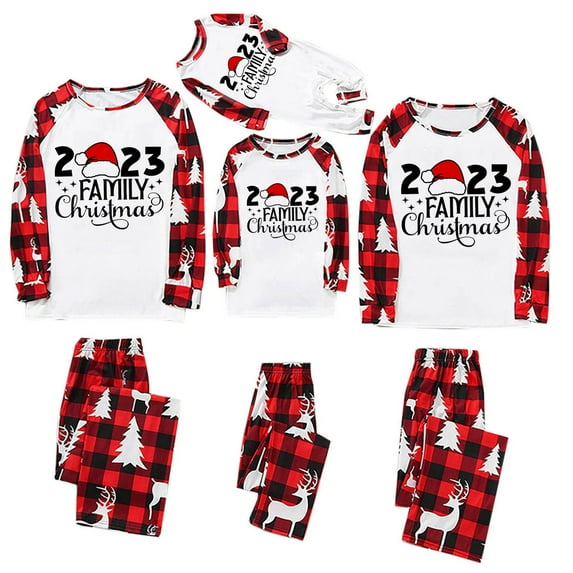 Penkiiy Matching Family Pajamas Family Christmas Pjs Matching Sets Baby Christmas Matching Jammies for Adults and Kids Holiday Xmas Sleepwear Set Red S