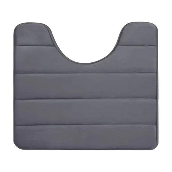 Penkiiy Memory Foam Bath Mat U Shape Toilet Mats Bathroom Rugs Soft Comfortable Water Quick Drying Absorption Non-Slip Thick Machine Washable Easier To Dry Dark