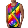 thumbnail image 1 of Penkiiy Men Casual Rainbow Printing Sleeveless Pullover Round Neck Sports Tank Tops L Multicolor, 1 of 4