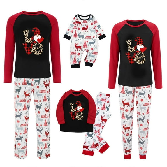 Penkiiy Men Christmas Fashion Snowman Print Top Pants Suit Family Parent-child Wear Black XL