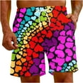 thumbnail image 1 of Penkiiy Men Drawstring Valentine's Day Love Print Beach Casual Trouser Shorts Pant S Multicolor, 1 of 9