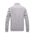 thumbnail image 1 of Penkiiy Men Jacket Zipper Pocket Ribbed Hem Non-hooded Sports Solid Top Coat Sports Coats Polyester Gray on Clearance, 1 of 3