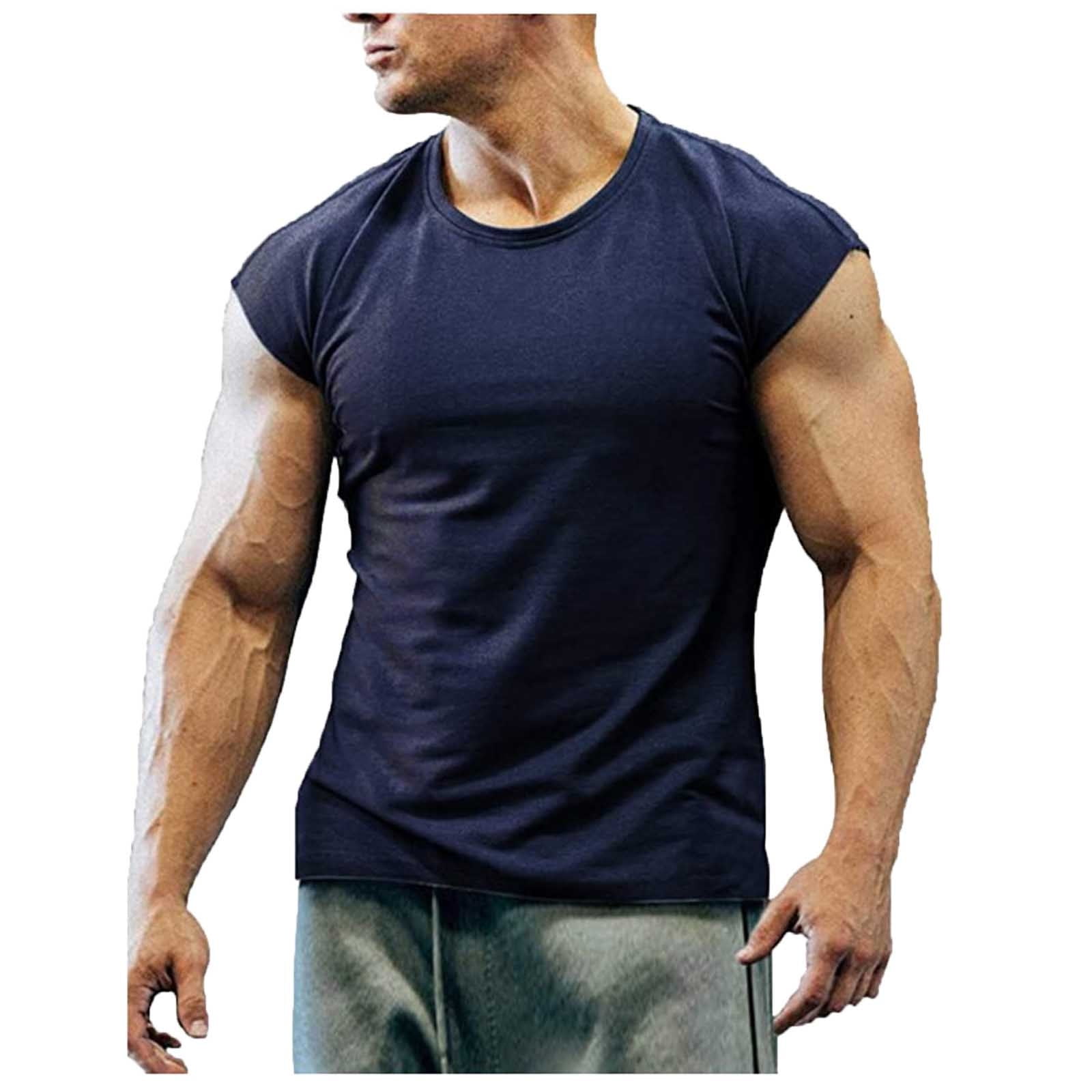 Penkiiy Men Short Sleeve Solid Casual Round Neck Pullover T Shirt ...