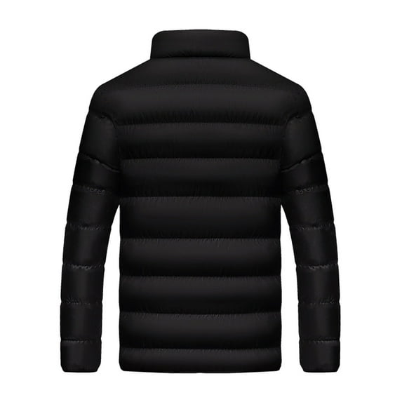 Penkiiy Men Solid Casual Stand-up Collar Down Zipper Cardigan Warm Cotton Jacket Coats Hoodies Sweatshirts Polyester Blue on Sale