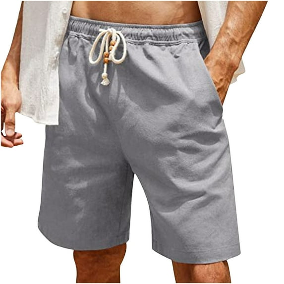 Penkiiy Men Solid Pocket Shorts Casual Wear Work Out Elastic Waist Shorts Short Pants for Men Elastic Waist L Gray 2023 Summer Deal