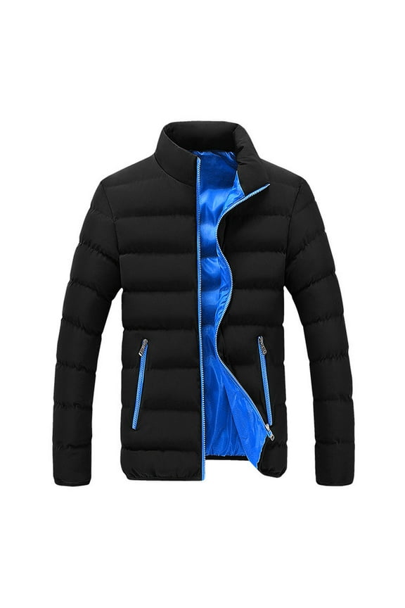 Men Winter Warm Slim Fit Thick Bubble Coat Casual Jacket Outerwear Golf Jacket Cotton Polyester Blue on Sale