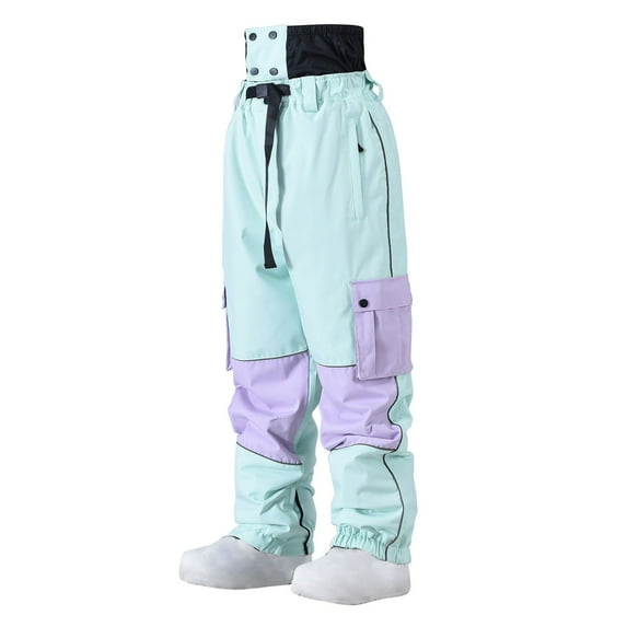 Penkiiy Men Women Snowboard Pants Snow Super Baggy Insulated Winterproof Waterproof Loose Ski Pants Outdoor XL Green
