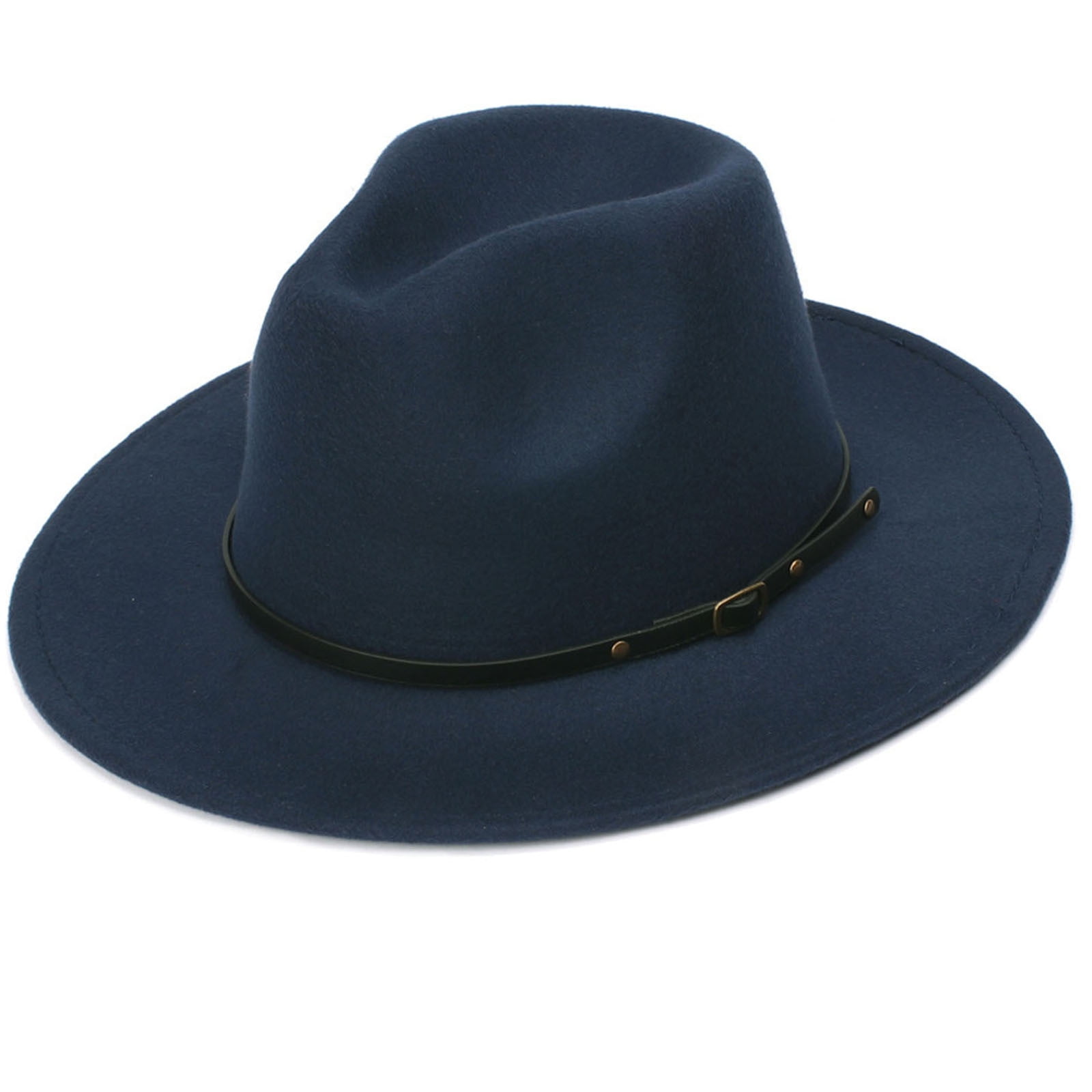 Penkiiy Men & Women Vintage Wide Brim Fedora Hat with Belt  display picture 3
