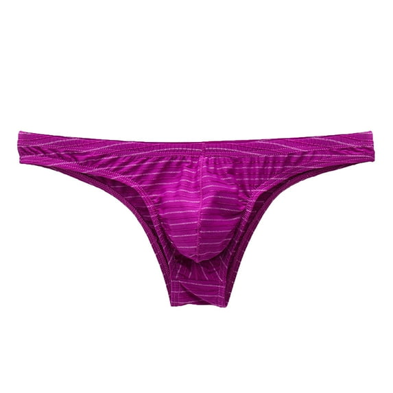 Penkiiy Men's Bikini Briefs Half Hip Low Waist Color Striped Panties Men Underwear M Purple On Sale