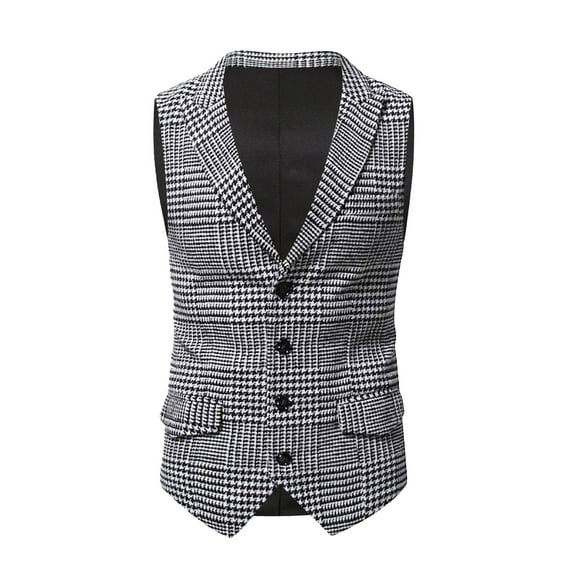 Penkiiy Men's Business Suit Vest Slim Fit Dress Waistcoat for Wedding Party Dinner White Clearance
