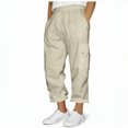 thumbnail image 1 of Penkiiy Men's Cargo Capri Pants with Elastic Waist & Multi-Pockets | Trendy Casual Workout Cargo Joggers| Must-Have Comfort M Gray, 1 of 6