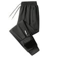 thumbnail image 1 of Penkiiy Men's Cashmere Warm Pants Sanitary Pants Plush Thickened Straight Trousers Solid Color Mid Waist Wind Proof Warm Cotton Pants, Trousers Black, 1 of 8
