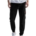 thumbnail image 1 of Penkiiy Men's Casual Cargo Joggers Pants Stretch Elastic Waist Drawstring Tapered Sweatpants with Pockets 3XL Black, 1 of 8
