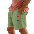 thumbnail image 1 of Penkiiy Men's Casual Elastic Waist Shorts with Palm Tree Print - Breathable, Comfortable & Stylish Drawstring Lounge Athletic Pants M Green, 1 of 4
