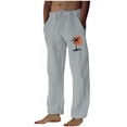 thumbnail image 1 of Penkiiy Men's Cotton Linen Pants Casual Elastic Waist Drawstring Pants Straight Yoga Pants Lightweight Summer Beach Pants L Gray, 1 of 4