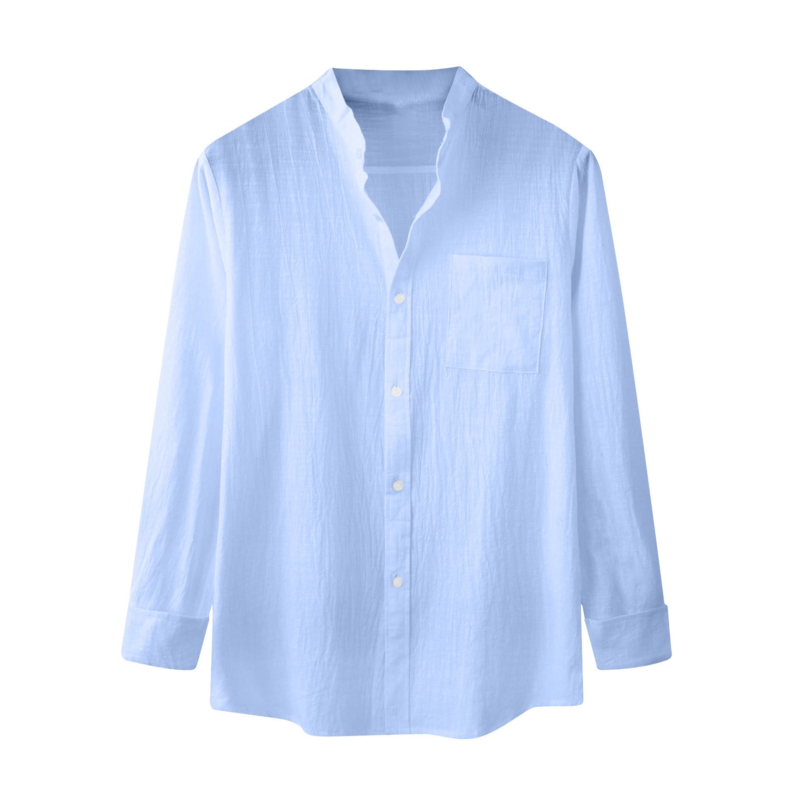 Penkiiy Men's Dress Shirts Men's Solid Shirt Pocket Long Sleeve Standing  Collar Fashion Casual Shirt Top/shirt Blouse Light Blue Shirts - Walmart.com