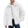 thumbnail image 1 of Penkiiy Men’s Faux Fur Short Coat Winter Leopard Warm Thicken Jacket Cardigan Fluffy Soft Plush Outerwear Overwear Faux Fur Coat Men White, 1 of 4