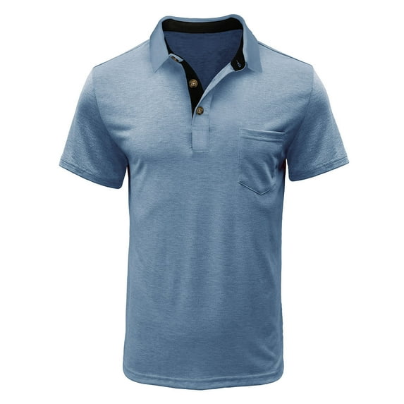 Penkiiy Men's Golf Polo Shirts Short Sleeve Performance Moisture Wicking Dry Fit Golf Shirts for Men S Light Blue