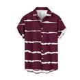 thumbnail image 1 of Penkiiy Men's Hawaiian Stripe Printing Shirt Short Sleeve with Pocket Beach Shirt Button Down Wrinkle Free S Wine, 1 of 4