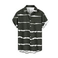 thumbnail image 1 of Penkiiy Men's Hawaiian Stripe Printing Shirt Short Sleeve with Pocket Beach Shirt Button Down Wrinkle Free XL Dark Gray, 1 of 4