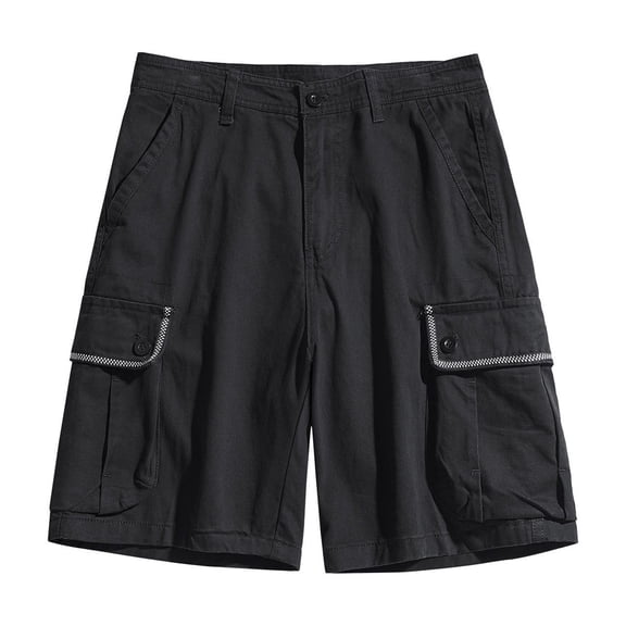 Penkiiy Men's Hiking Cargo Shorts Fishing Work Casual Stretch Golf Shorts Elastic Waist Pockets Button Pocket XL Black