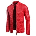 thumbnail image 1 of Penkiiy Men's Leather Plus Fleece Jacket, Motorcycle Jacket, Warm Leather Jacket Golf Jacket PU Red on Sale, 1 of 9