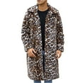 thumbnail image 1 of Penkiiy Men's Leopard Print Fluffy Faux Fur Coat Mens Winter Faux Fur Overcoat,Long Sleeve Long Thicken Jacket 2XL Coffee, 1 of 9