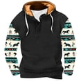 thumbnail image 1 of Penkiiy Men's Pocket Button Hooded Pullover Ethnic Western Cowboy Print Long Sleeve Sports Tops Hooded Sweatshirt XL Black, 1 of 4