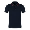 thumbnail image 1 of Penkiiy Men's Pullover Shirts Short Sleeve Cotton Pique 3 Button Casual Collared T-Shirt Summer Golf Shirt Navy Clearance, 1 of 2