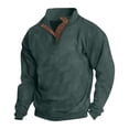 thumbnail image 1 of Penkiiy Men's Pullover Sweatshirts Long Sleeve Shirts Casual Thermal Loose Fit Button Up Pullovers 2XL Green, 1 of 5