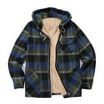 thumbnail image 1 of Penkiiy Men's Quilted Lined Flannel Hooded Shirt Jacket, Soft Warm Long Sleeve Outdoor Cotton Plaid Shirt Jackets Dark Blue, 1 of 4