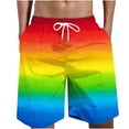 thumbnail image 1 of Penkiiy Men's Rainbow Beach Shorts Summer Swim Trunks Sports Running Bathing Suits S Yellow, 1 of 4