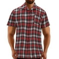 thumbnail image 1 of Penkiiy Men's Regular-Fit Short Sleeve Woven Button Down Shirt with Pocket 3XL Red, 1 of 5