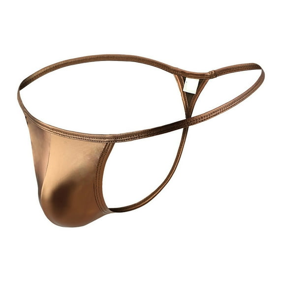 Penkiiy Men's Sexy Brushed-Jacquard Thong Underwear Breathable Stretch Sports Briefs Men Underwear S Brown On Sale