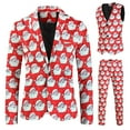 thumbnail image 1 of Penkiiy Men's Slim Fit One Button 3 Piece Christmas Party Suit Set Fancy Blazer Jacket Vest Pants Set Lightweight Red, 1 of 9