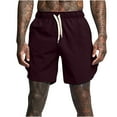 thumbnail image 1 of Penkiiy Men's Solid Color Casual Outdoor Sports Pocket Lace-up Elastic Shorts Mens Versatile Shorts XXXL Wine On Clearance, 1 of 6