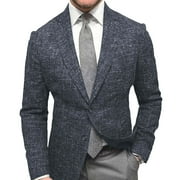 Penkiiy Men's Sport Coats & Blazers Linen Suit Jacket Casual Blazer for Men One Button Black Clearance