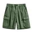 thumbnail image 1 of Penkiiy Men's Sports Leisure Elastic Waist Multi-Pockets Relaxed Summer Shorts Pants L Army Green, 1 of 8