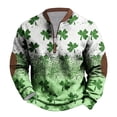 thumbnail image 1 of Penkiiy Men's St. Patrick's Day Printed Top Half Zipper Long Sleeved Top Long Sleeved Round Neck Top Shirt M Multicolor, 1 of 5
