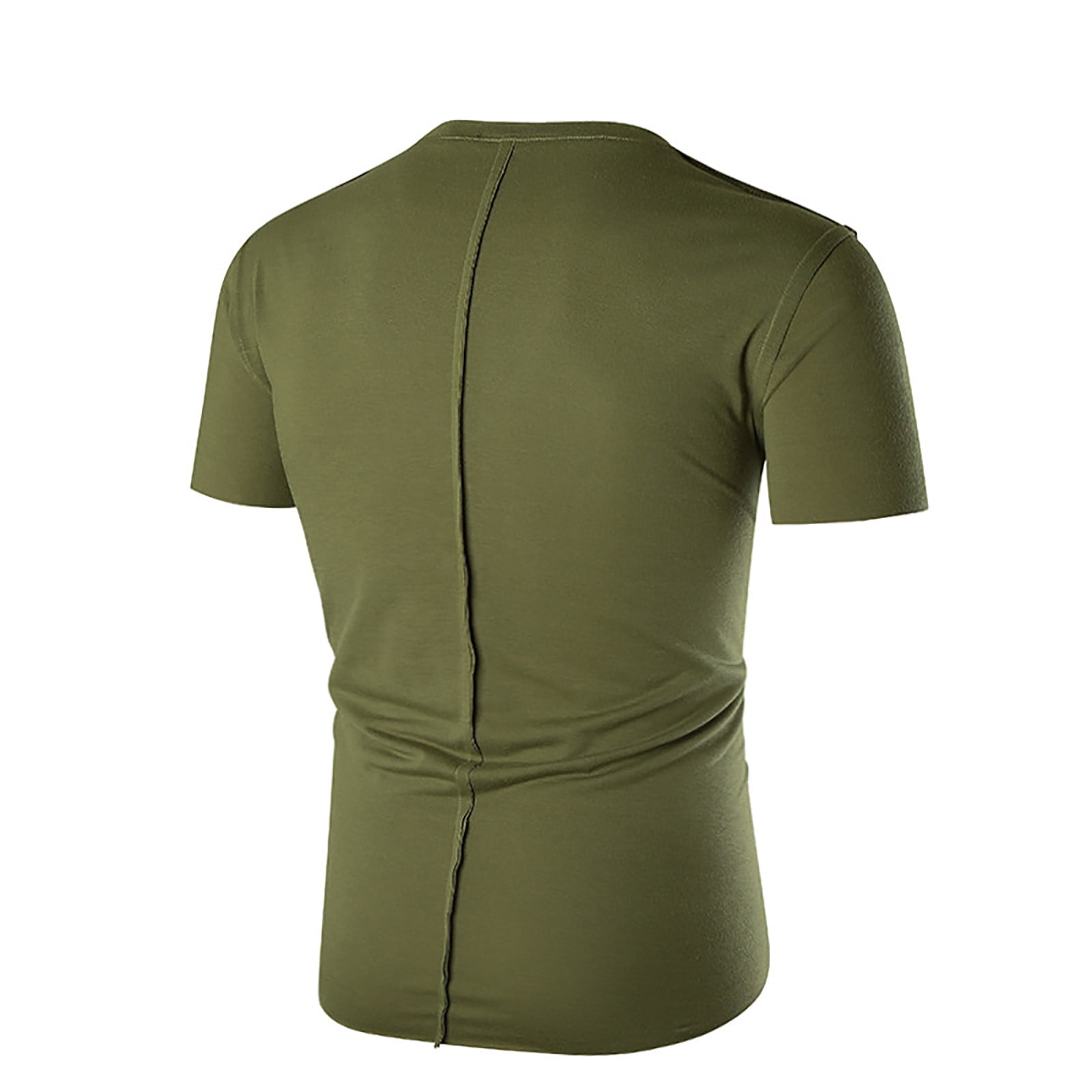 Penkiiy Men's Tshirt Solid Color Embroidered Vneck European Code T