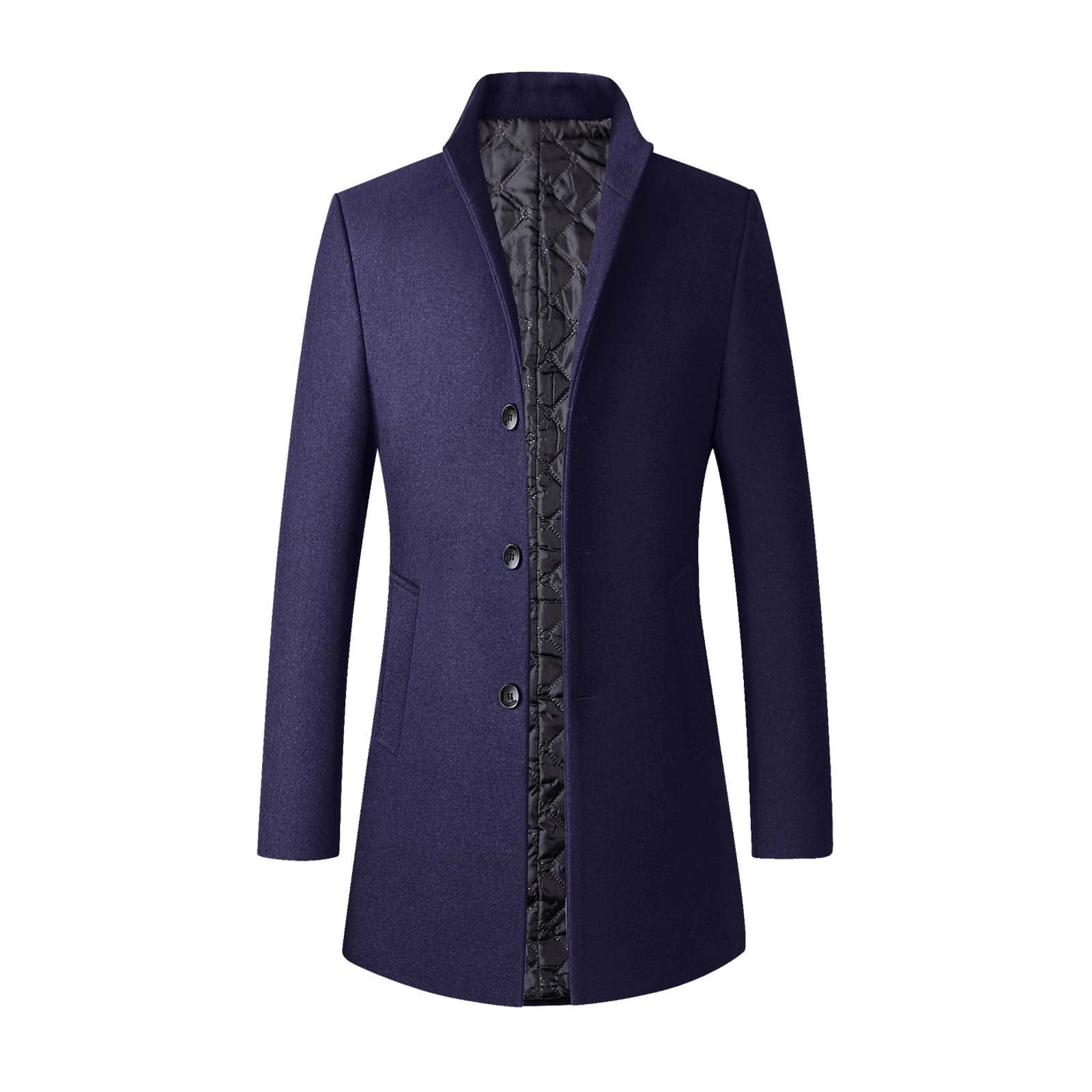 Cappotto Lungo Uomo Monopetto – Trench Invernale Caldo, Misto Cotone, Classico Nero