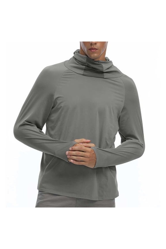 Men's UPF 50+ Lightweight Sun Protection Hooded Jacket with Thumbholes & Face Cover - Breathable & Stylish